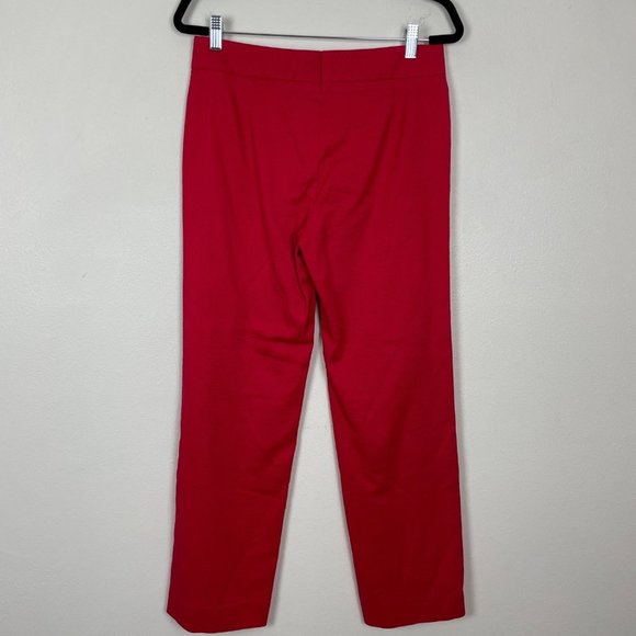 Escada Woman's Sz 38/ US 8 Red Straight Leg Mid Rise Textured Career Pants - Picture 8 of 10